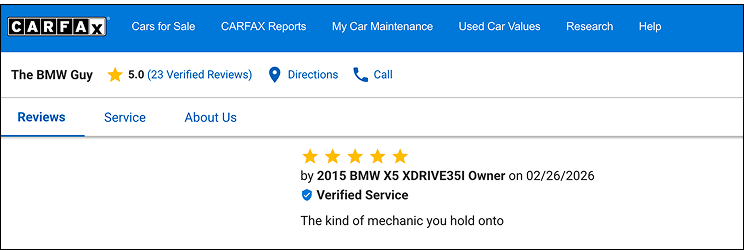 Carfax customer review from the Carfax website.